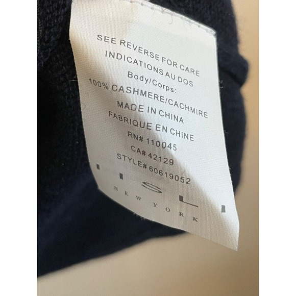 Iisli Sleeveless 100% Cashmere Sweater Size Medium Sequins Navy Blue Dressy Glam - Picture 5 of 5